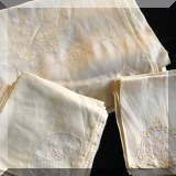 N05. Yellow embroidered tablecloth with 12 napkins and 4 handtowels. - $40 